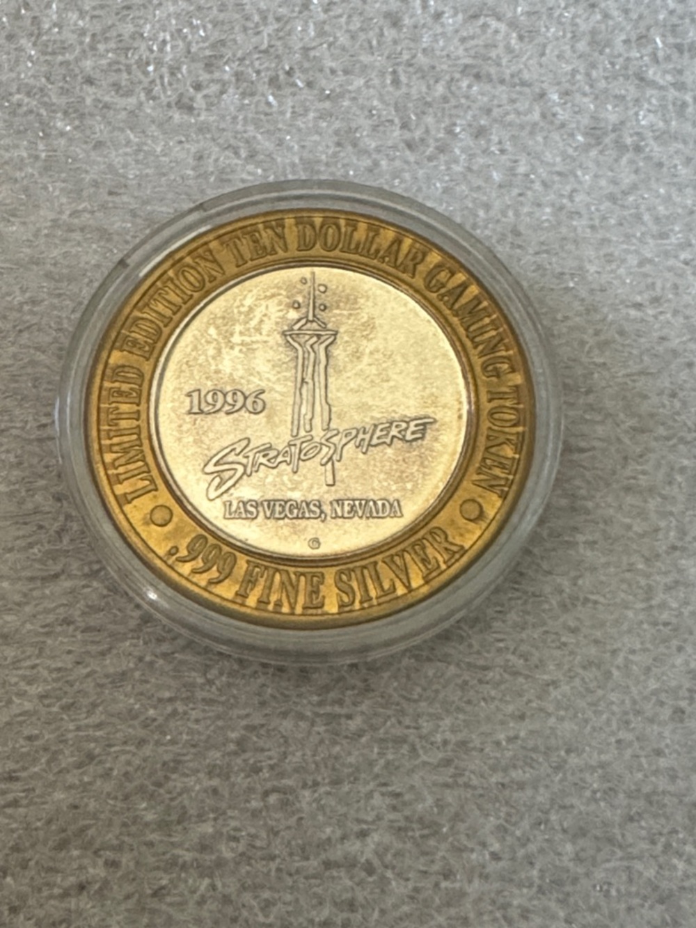 .999 Silver 1996 Stratosphere Gaming Coin Las Vegas, Nevada